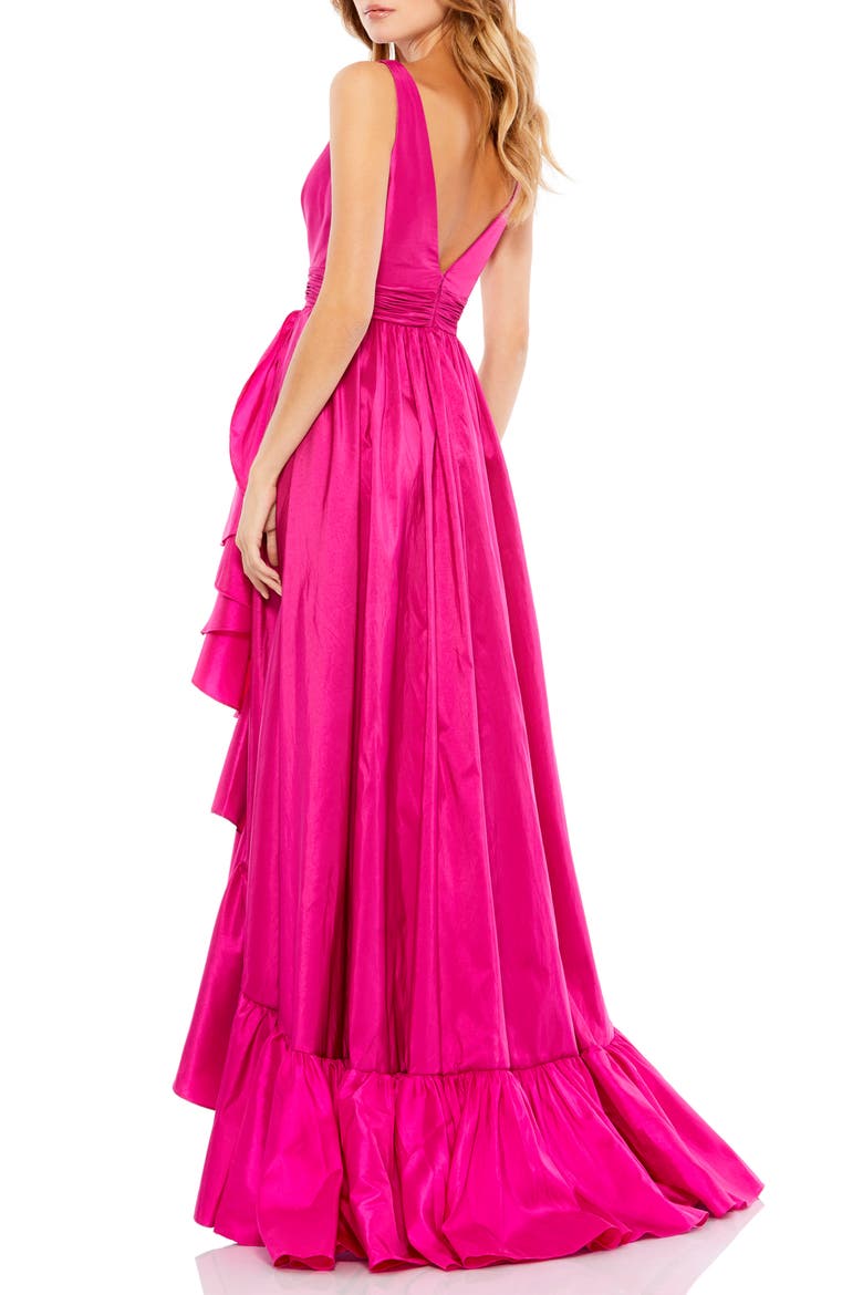 Sleeveless Taffeta High-Low Ruffle Gown, Alternate, color, MAGENTA