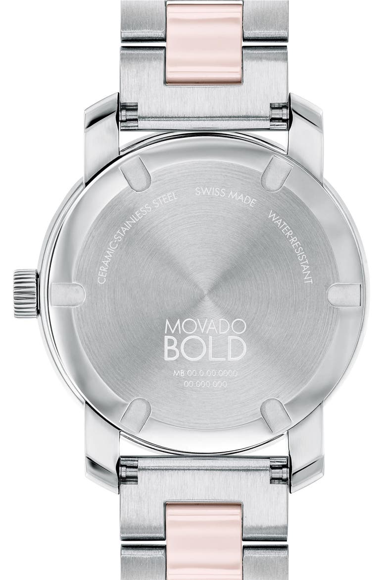 Bold Iconic Crystal Bracelet Strap Watch, 36.3mm, Alternate, color, SILVER