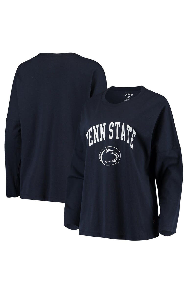 LEAGUE COLLEGIATE WEAR Women's League Collegiate Wear Navy Penn State Nittany Lions Clothesline Oversized Long Sleeve T-Shirt, Alternate, color,