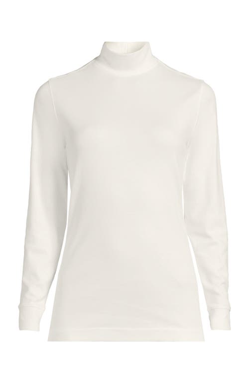 Lands' End Relaxed Cotton Long Sleeve Mock Turtleneck In Multi
