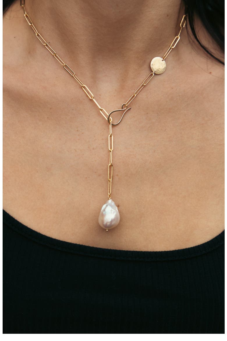 Veda Baroque Pearl Lariat, Alternate, color, 14K Gold Filled / Pearl