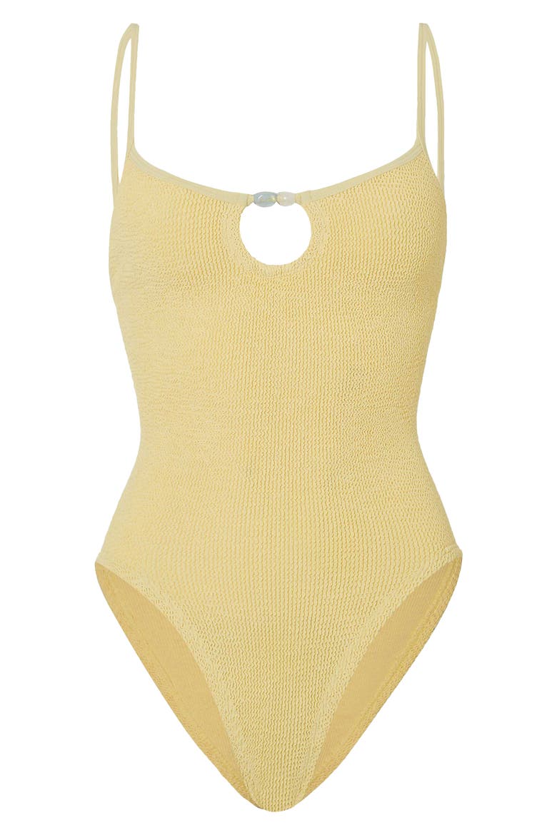 Mia Beaded One-Piece Swimsuit, Alternate, color, BUTTER