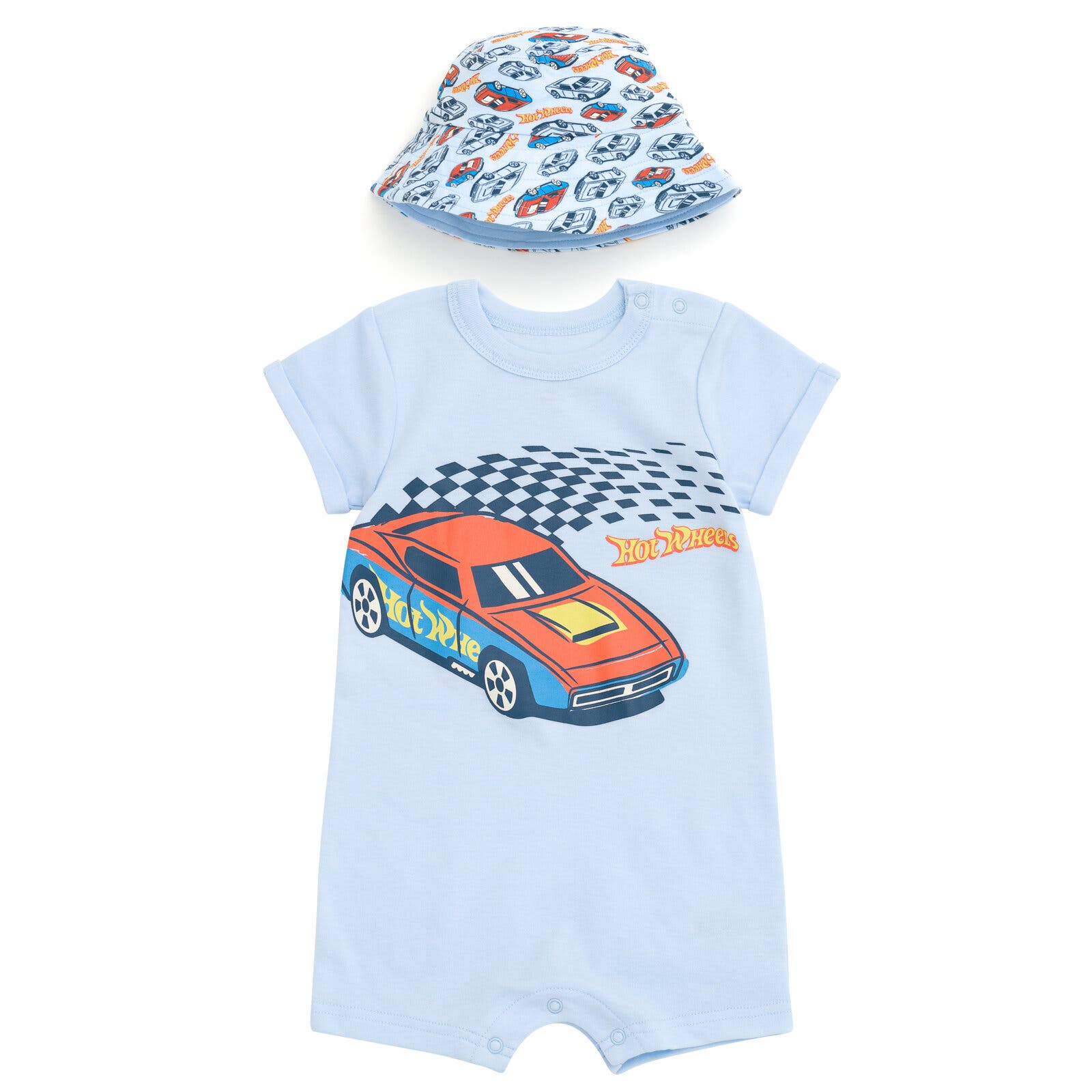 Hot Wheels Romper & Sunhat Set in Blue 
