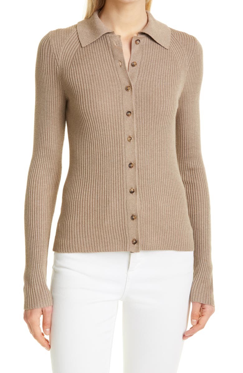 La Ligne Silk & Cashmere Button-Up Sweater, Main, color, 