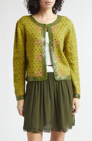Bode Fairyfloss Beaded Wool & Cashmere Cardigan