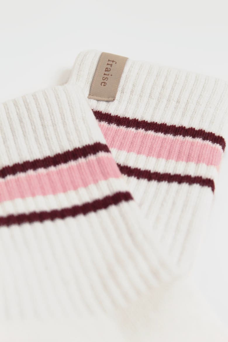 Triple Striped Crew Grip Socks, Alternate, color, Rhubarb