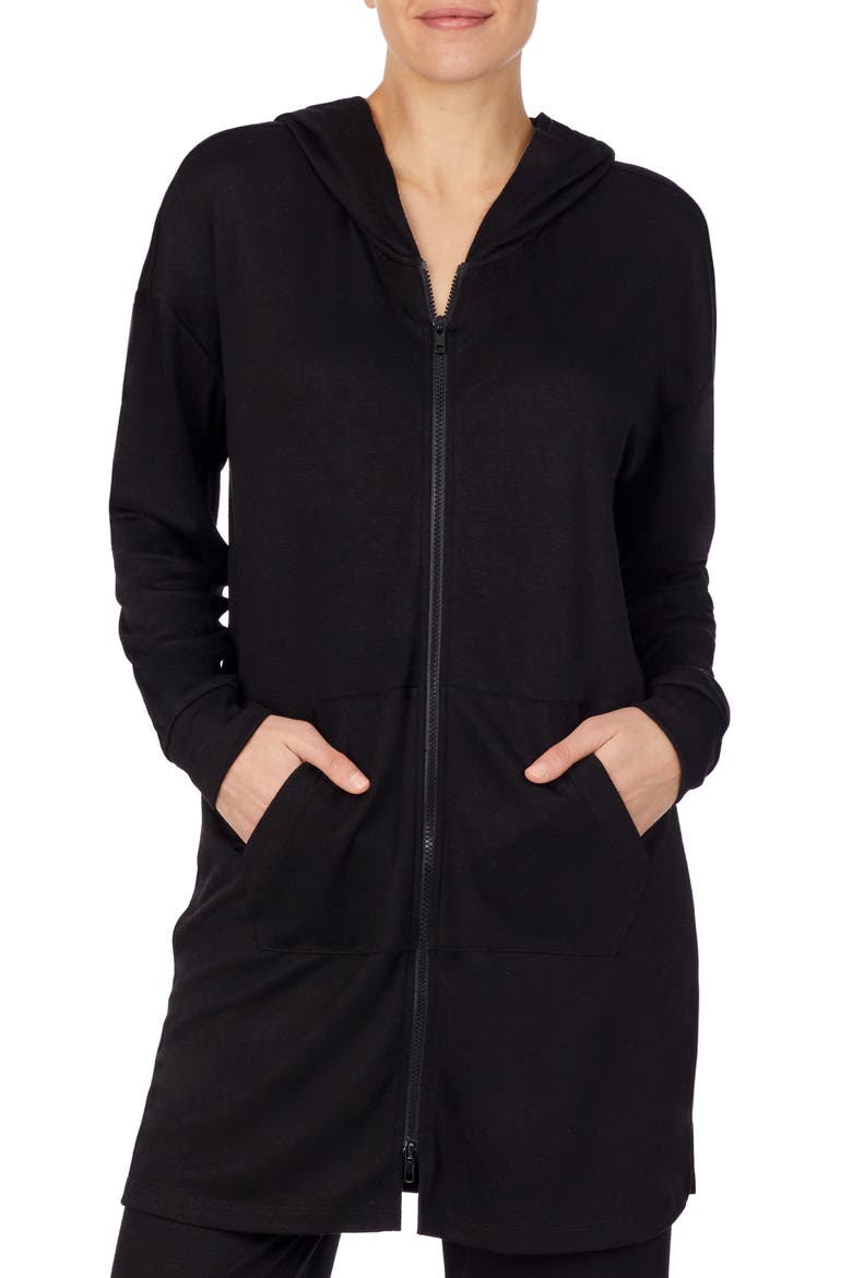 Double Knit Full Zip Hoodie, Main, color, BLACK