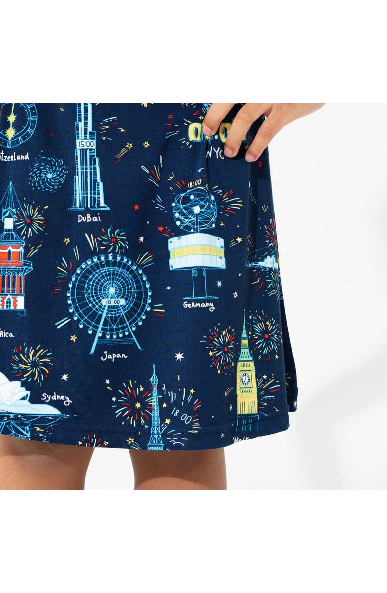 Bellabu Bear Kids' New Year's Worldwide Countdown Long Sleeve Dress, Alternate, color, Worldwide Countdown