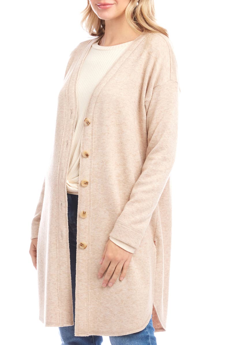 Karen Kane Shirttail Cardigan, Alternate, color, Oatmeal Beige