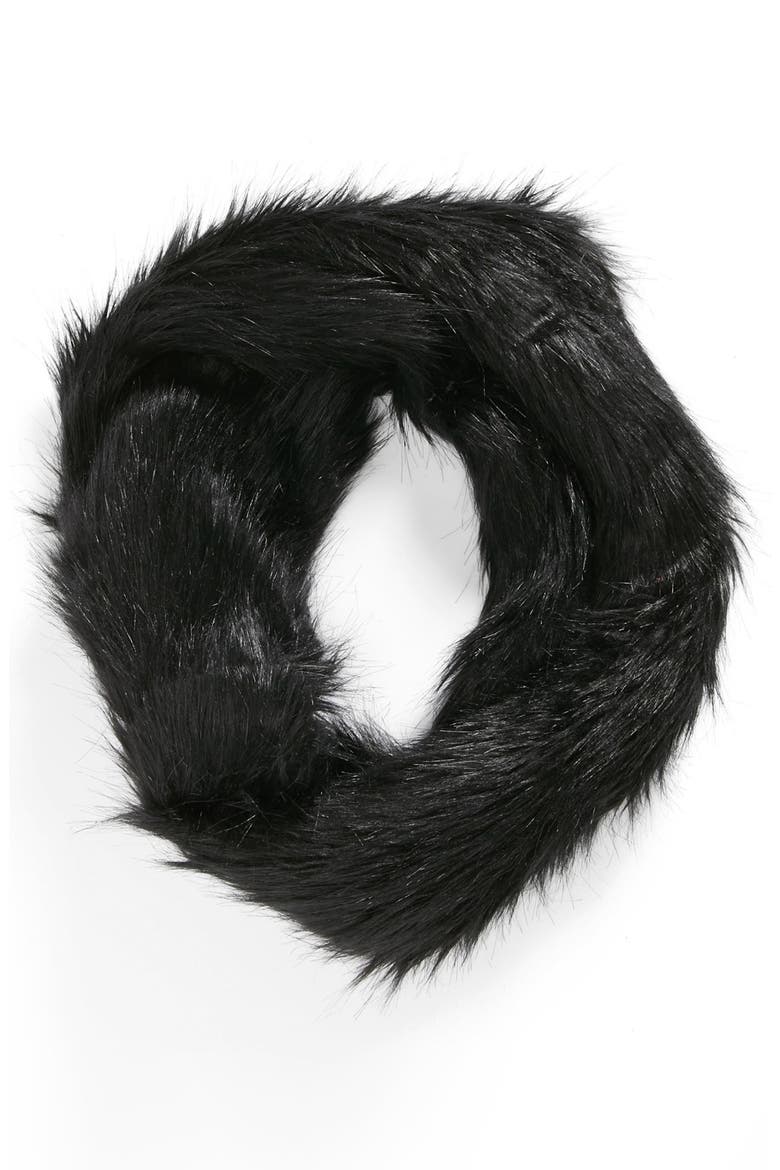 Faux Fur Infinity Scarf, Main, color, BLACK