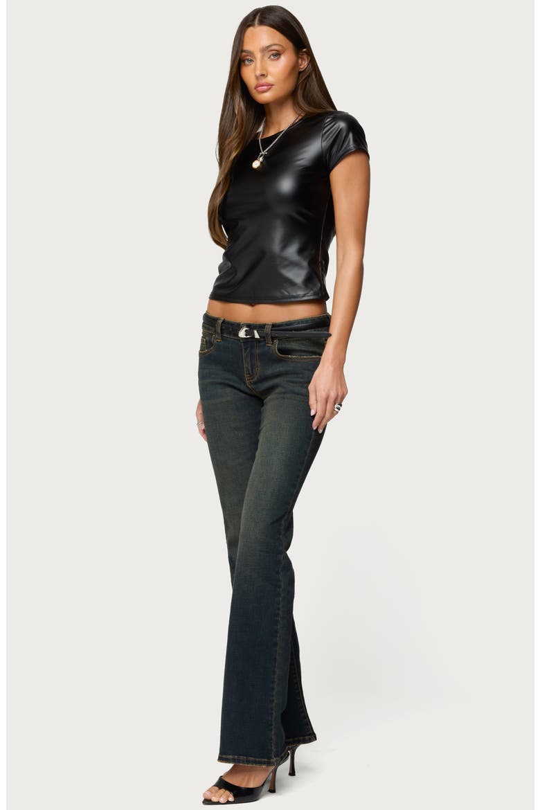 Raphaela Faux Leather Crop Top, Alternate, color, BLACK