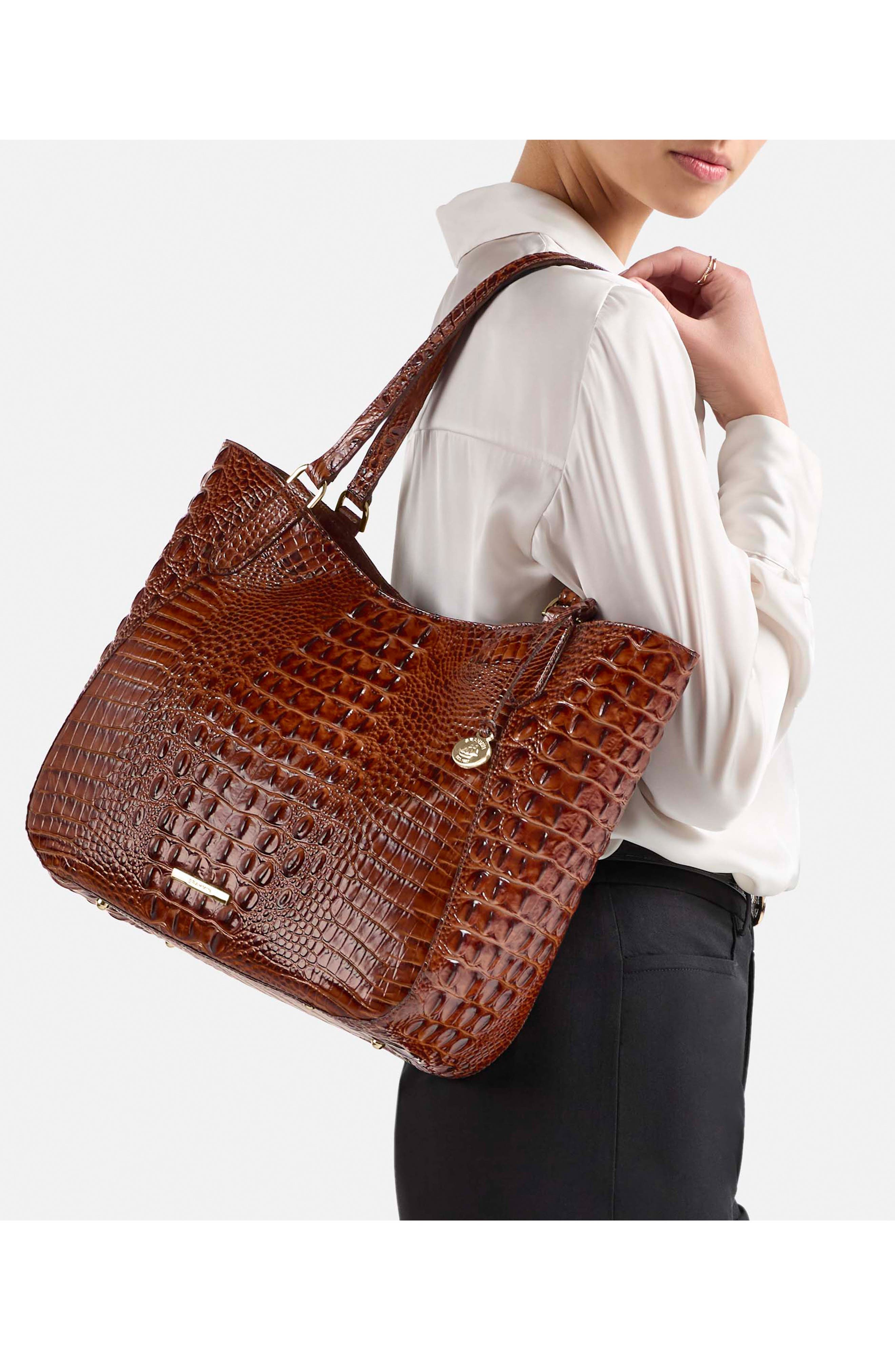 Aliza Croc Embossed Leather Tote, Alternate, color, CINNAMON CROCODILE