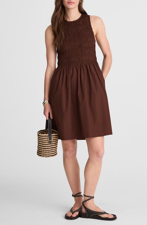 Madewell The Melody Smocked Minidress In Brown