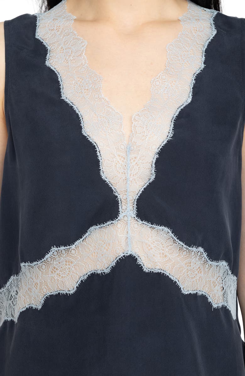 Zadig & Voltaire Tasao Silk Lace Top, Alternate, color, Encre