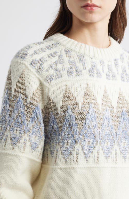 Hugo Boss Boss Orange Farombo Wool Blend Crewneck Sweater In White