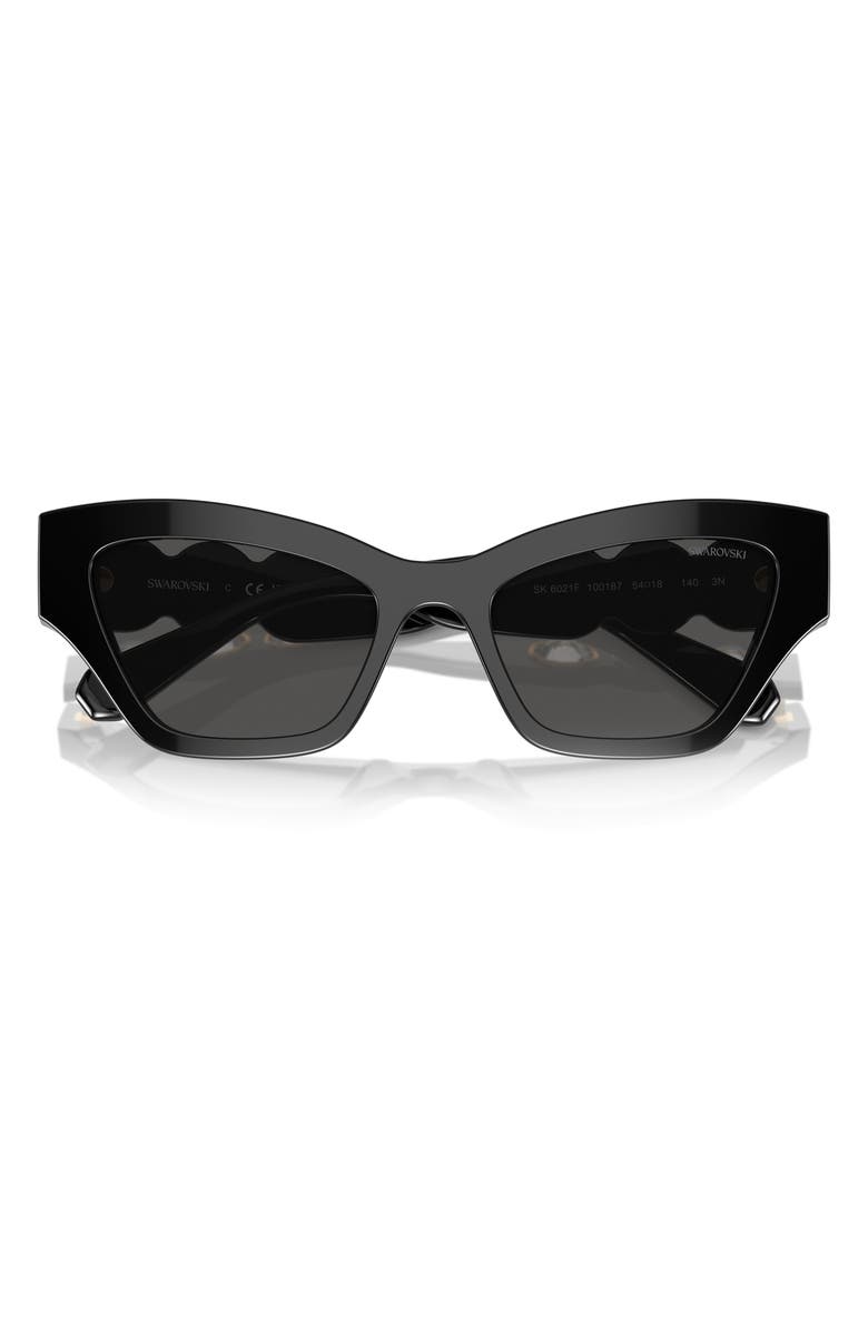 Swarovski 54mm Crystal Cat Eye Sunglasses, Alternate, color, Black