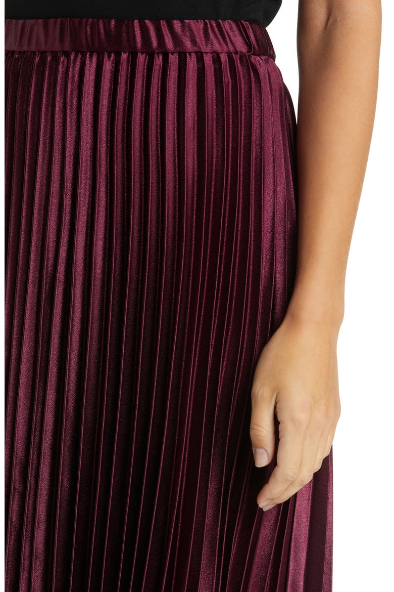 Pleated Satin Skirt, Alternate, color, CHIANTI