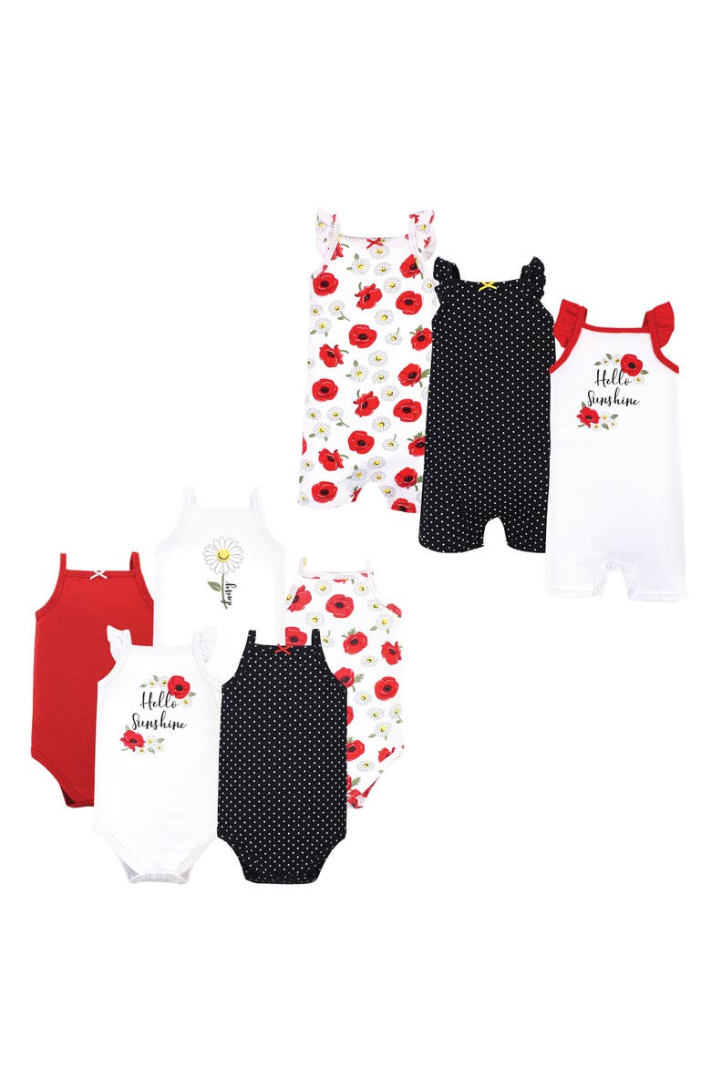 Hudson Baby Eight-Piece Wardrobe Essentials Bodysuits & Rompers, Main, color, Poppy Daisy