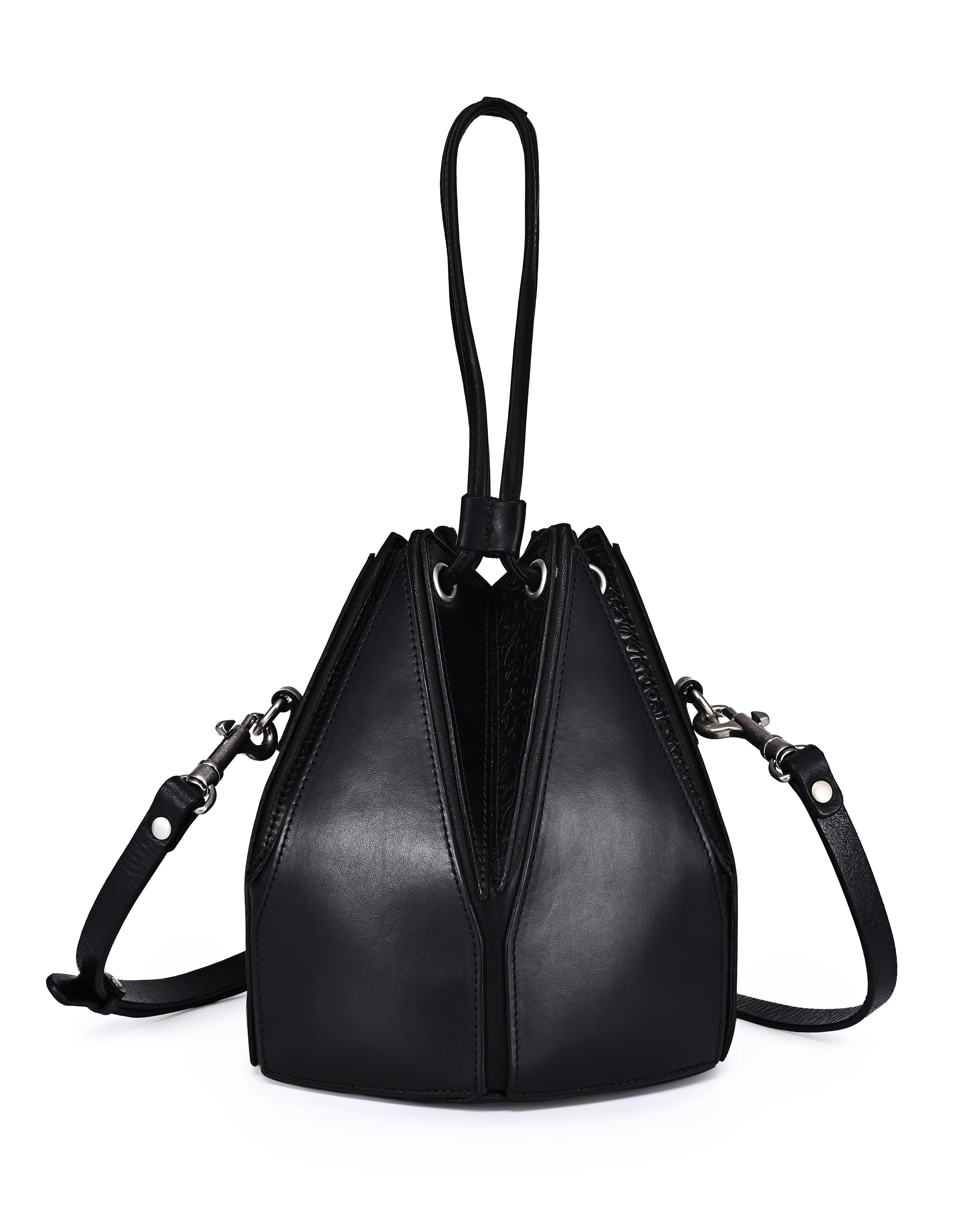 OLD TREND Prism Small Convertible Leather Bucket Crossbody, Main, color, Black