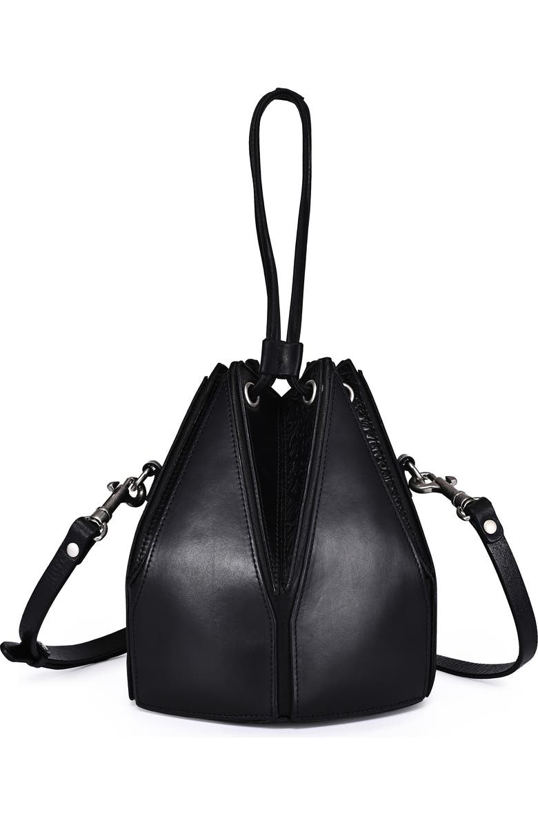 OLD TREND Prism Small Convertible Leather Bucket Crossbody, Main, color, Black