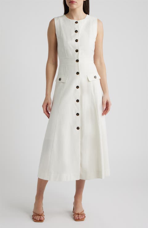 Sleeveless Button-Up Midi Dress