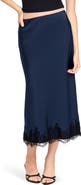 WAYF Vienna Lace Trim Satin Skirt