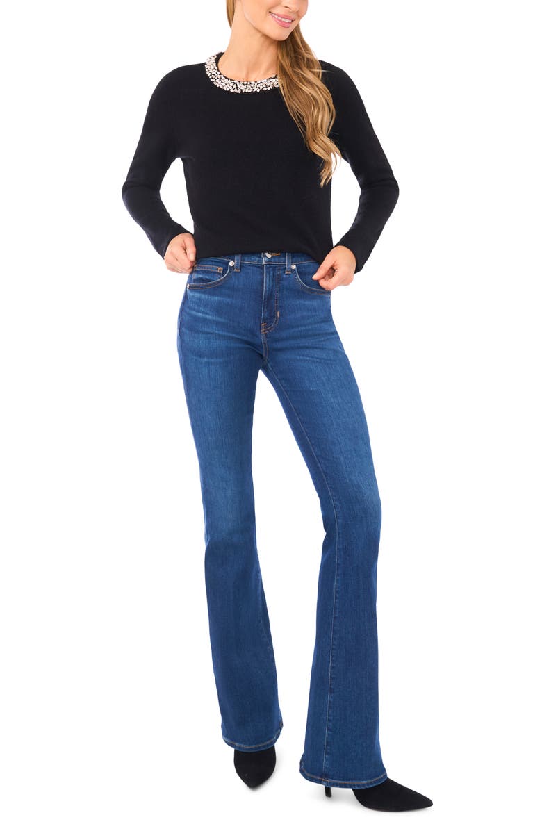 Halogen<sup>®</sup> Rhinestone Collar Sweater, Alternate, color, Rich Black