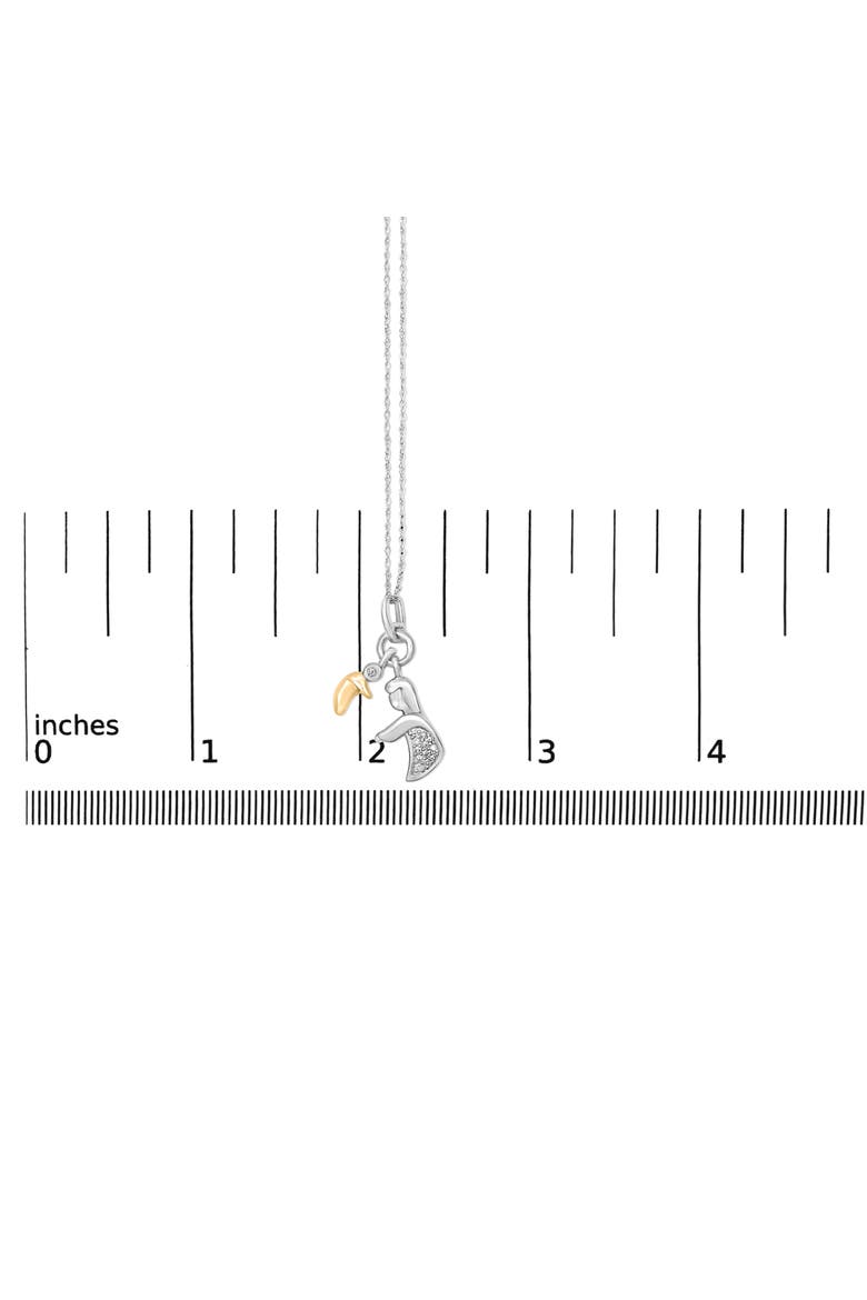 14K Yellow Gold Plated Sterling Silver Diamond Accent Mom and Child Pendant Necklace, Alternate, color, Silver