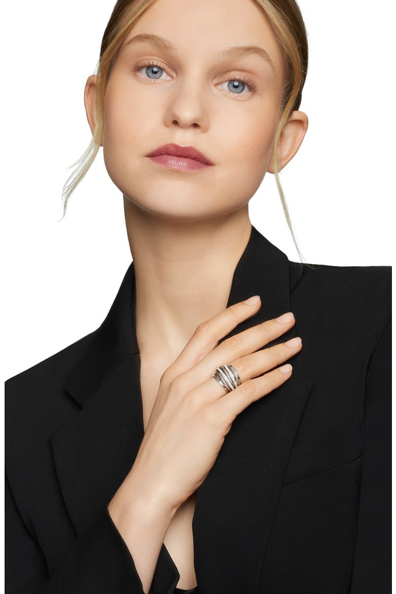 Crossover Dome Ring with Diamonds, Alternate, color, DIAMOND
