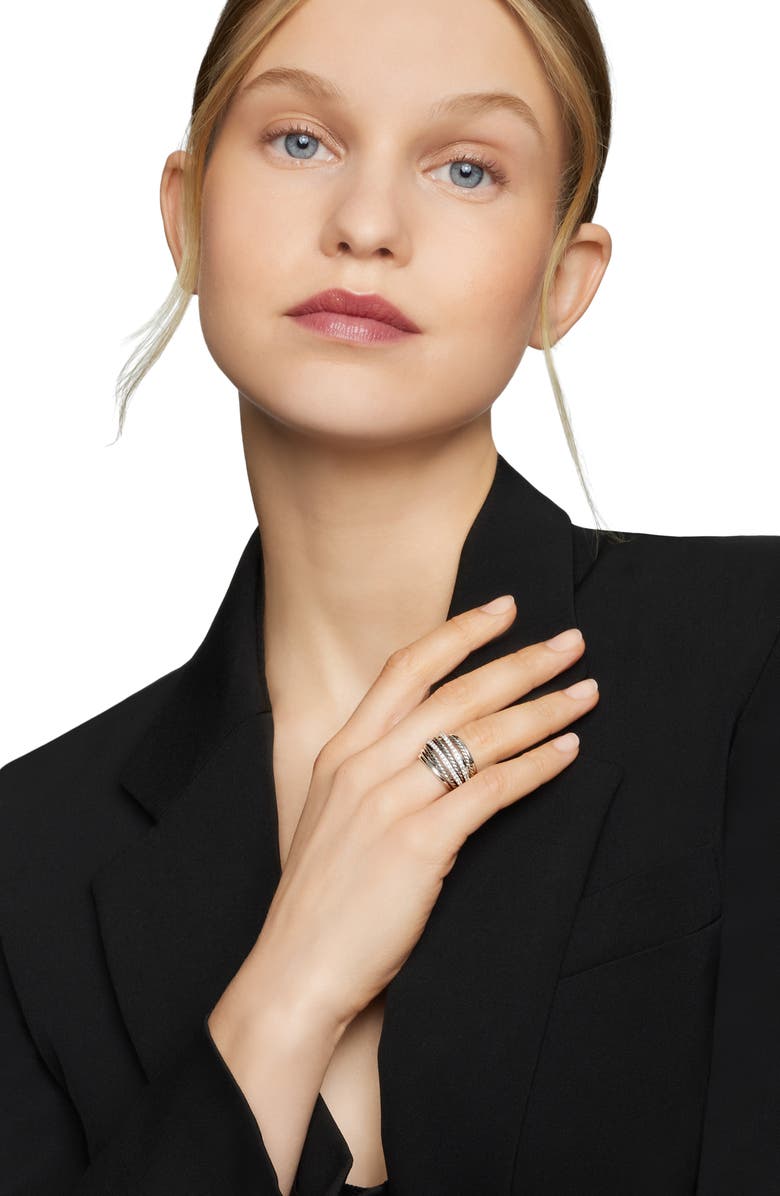 David Yurman Crossover Dome Ring with Diamonds, Alternate, color,