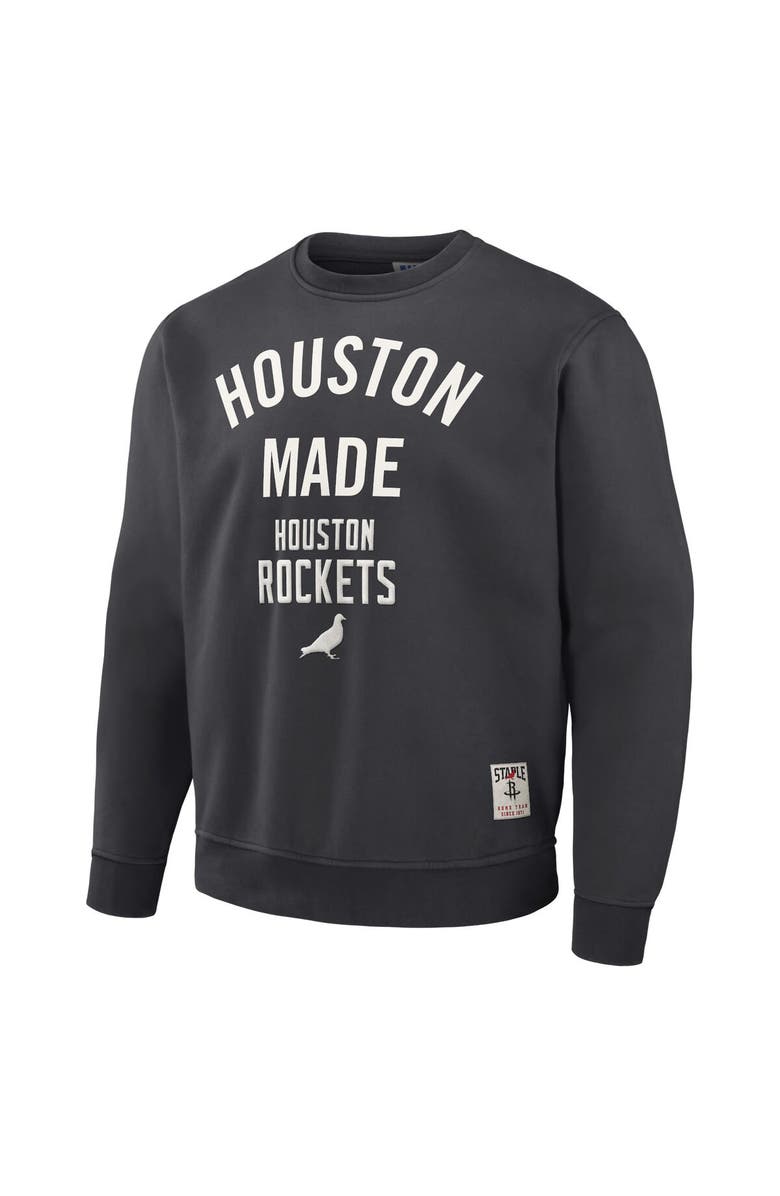 STAPLE Men's NBA x Staple Anthracite Houston Rockets Plush Pullover Sweatshirt, Alternate, color, 