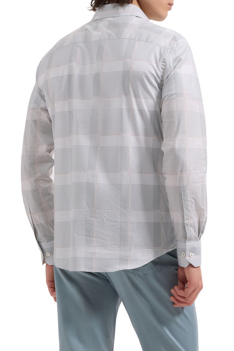Axel Shaped Fit Glen Plaid Stretch Cotton Button-Up Shirt, Alternate, color, SHARK