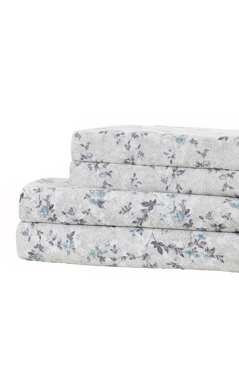 Rose Print Microfiber Sheet Set