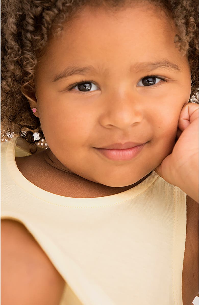 In Season Jewelry 14k Pink Enamel Heart Earrings, Alternate, color, Pink