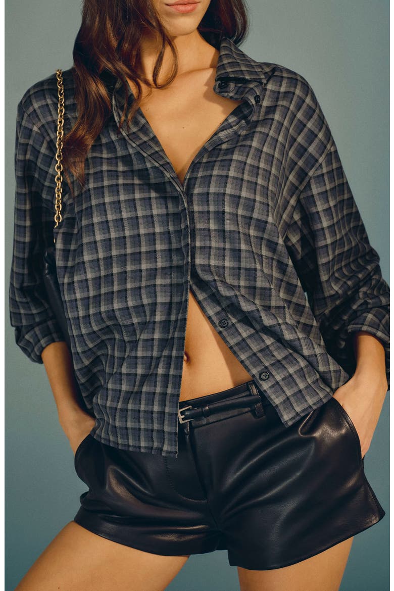 Andy Plaid Oversize Button-Up Shirt, Main, color, BLUE PLAID