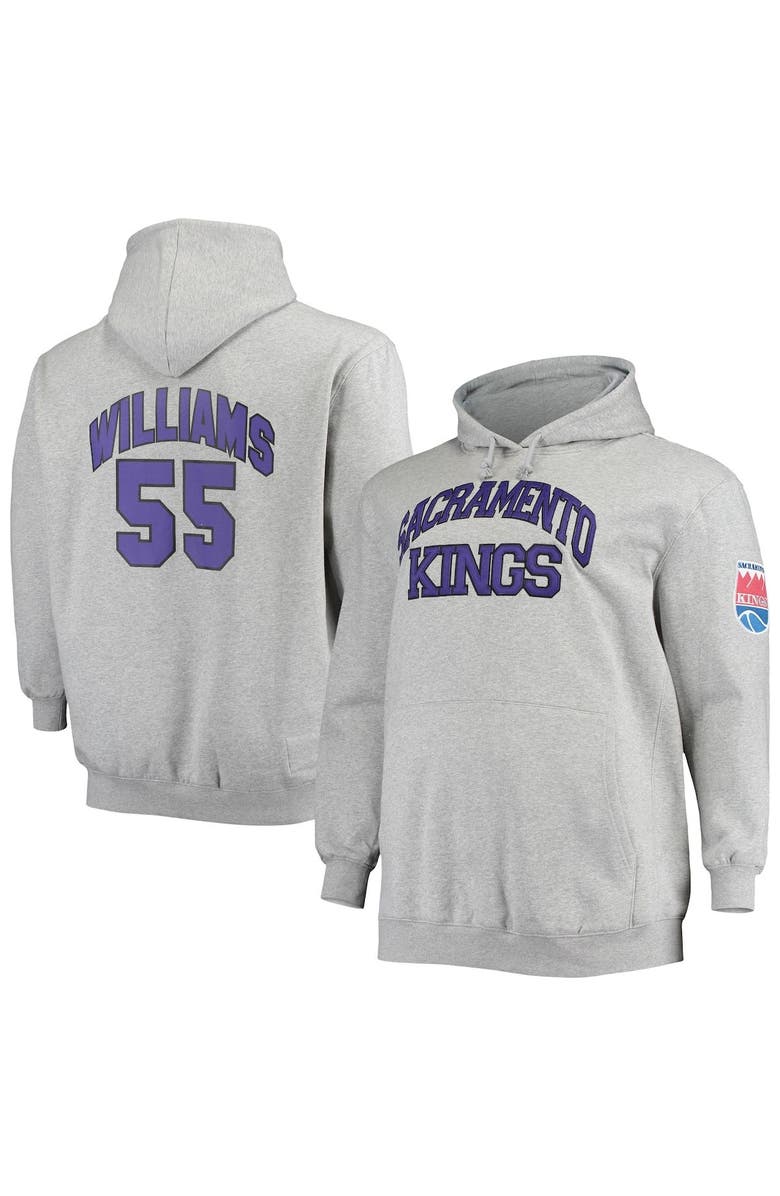 Mitchell & Ness Men's Mitchell & Ness Jason Williams Heathered Gray Sacramento Kings Big & Tall Name & Number Pullover Hoodie, Main, color, 