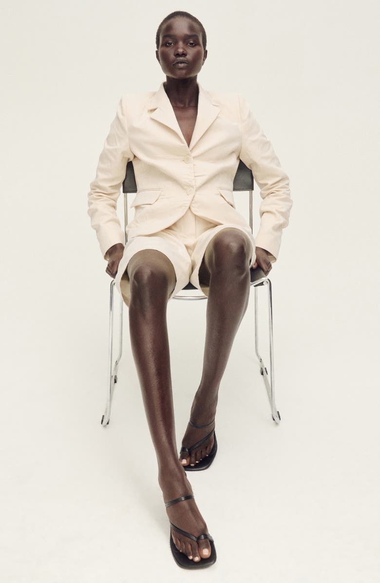 MANGO Wrinkled Cotton & Linen Suit Blazer, Alternate, color,