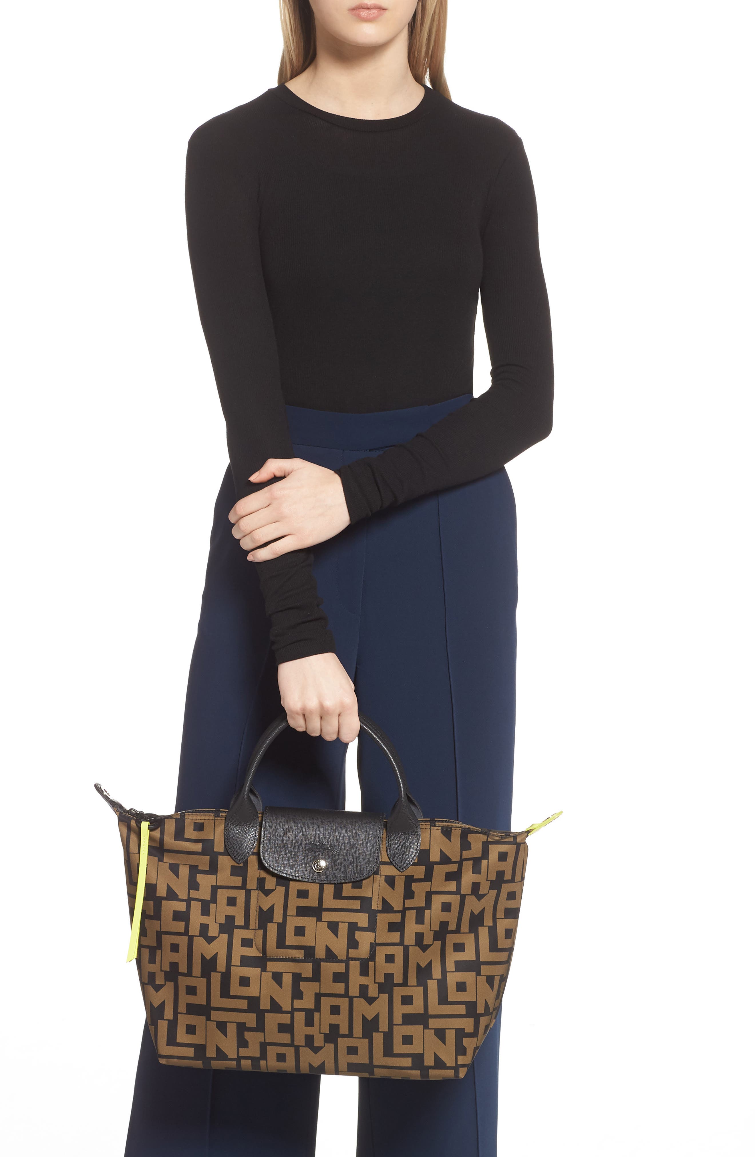 Longchamp Medium Le Pliage Logo Nylon Tote, Alternate, color, 