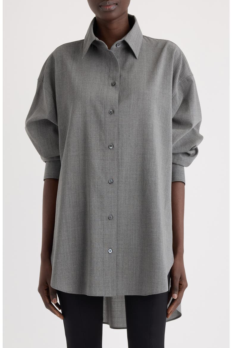 La Chemise d'Homme Oversize Stretch Virgin Wool Button-Up Shirt, Main, color, GREY