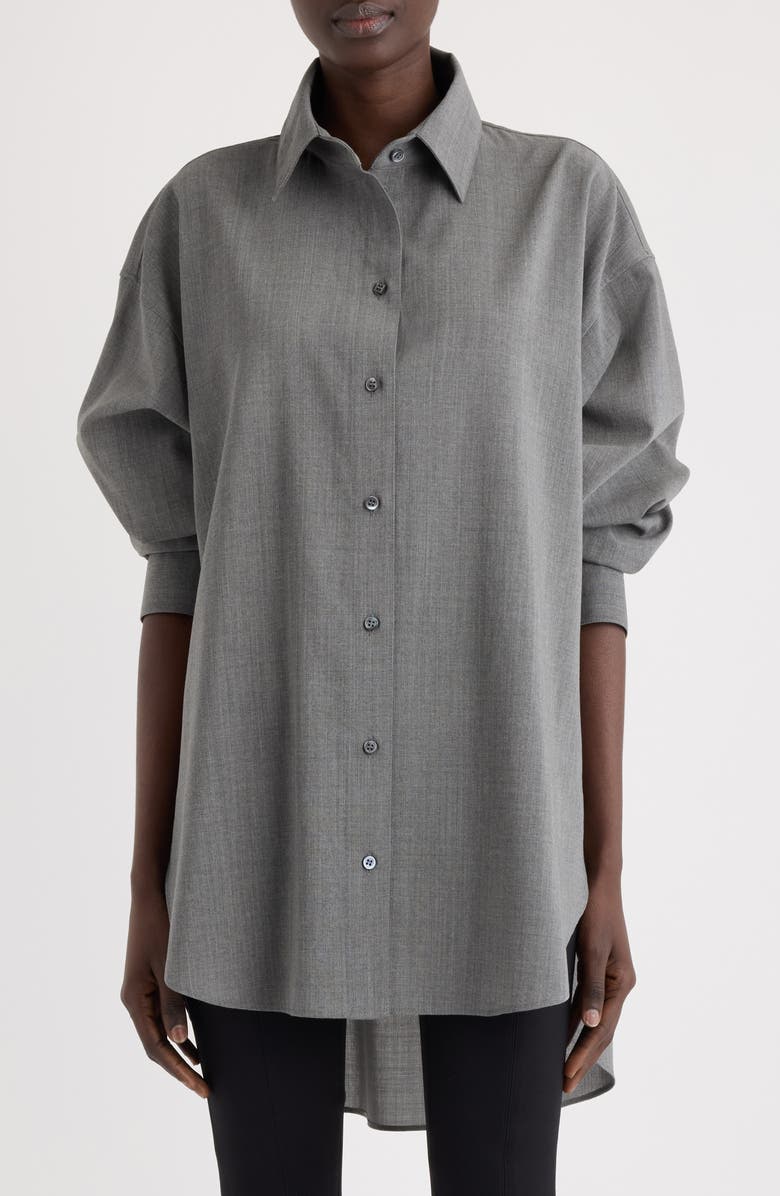 Jacquemus La Chemise d'Homme Oversize Stretch Virgin Wool Button-Up Shirt, Main, color, Grey
