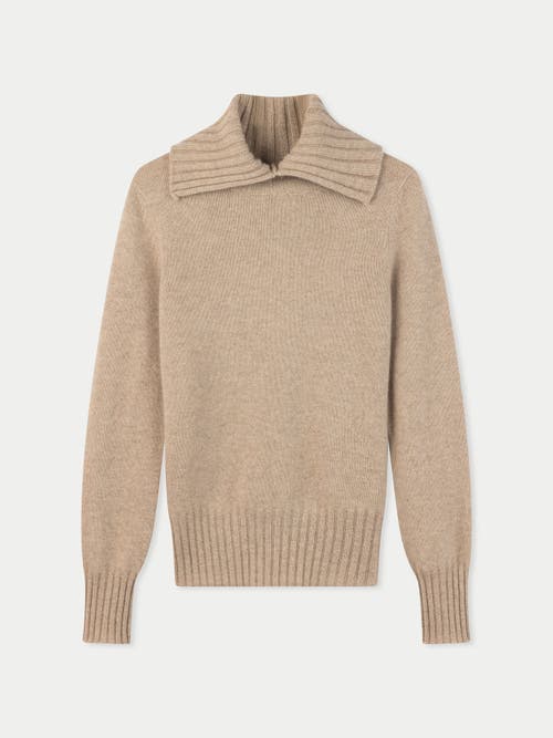 Gobi Cashmere Slit T-neck Sweater In Gray