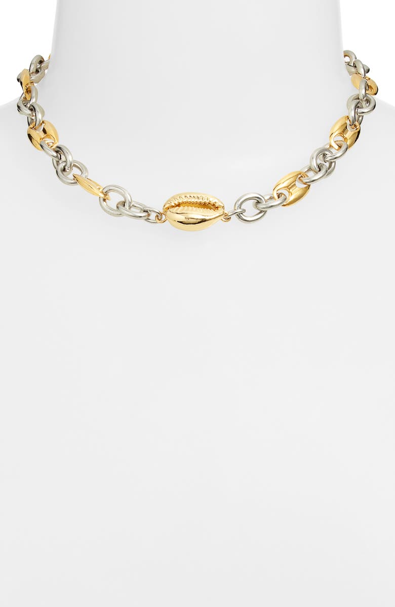 VIDAKUSH Duotone Cowry Choker Necklace, Alternate, color, Gold/ Silver