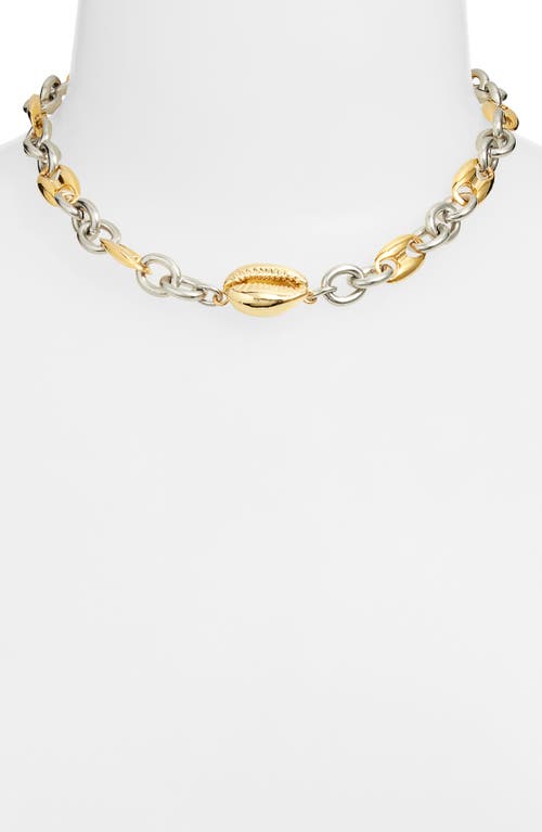 Vidakush Duotone Cowry Choker Necklace In Gold/silver