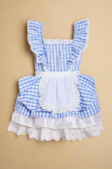 Red Riding Hood Dress with Attached Apron for Girls