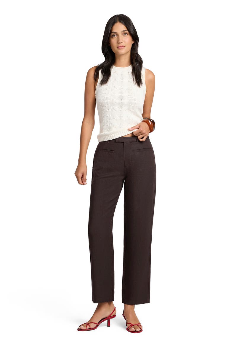 Air Linen Mid-Rise Pant, Alternate, color, ESPRESSO