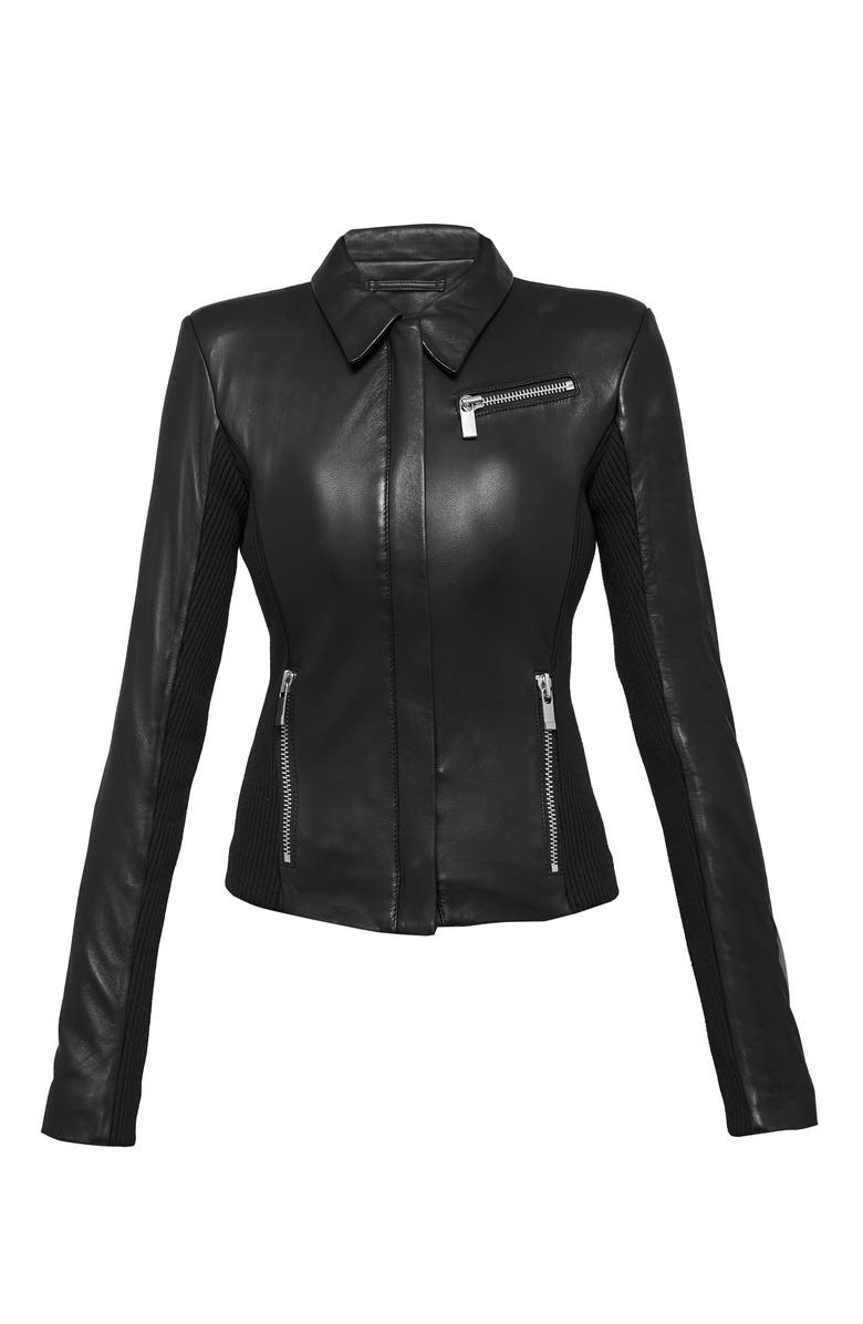 AS by DF Mrs. Smith Leather Jacket, Alternate, color, Black