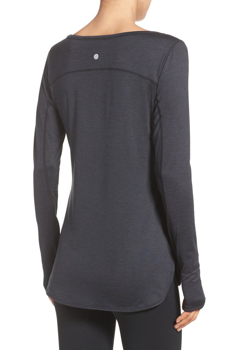 'Rejuvenate' Keyhole Long Sleeve Tee, Alternate, color, BLACK