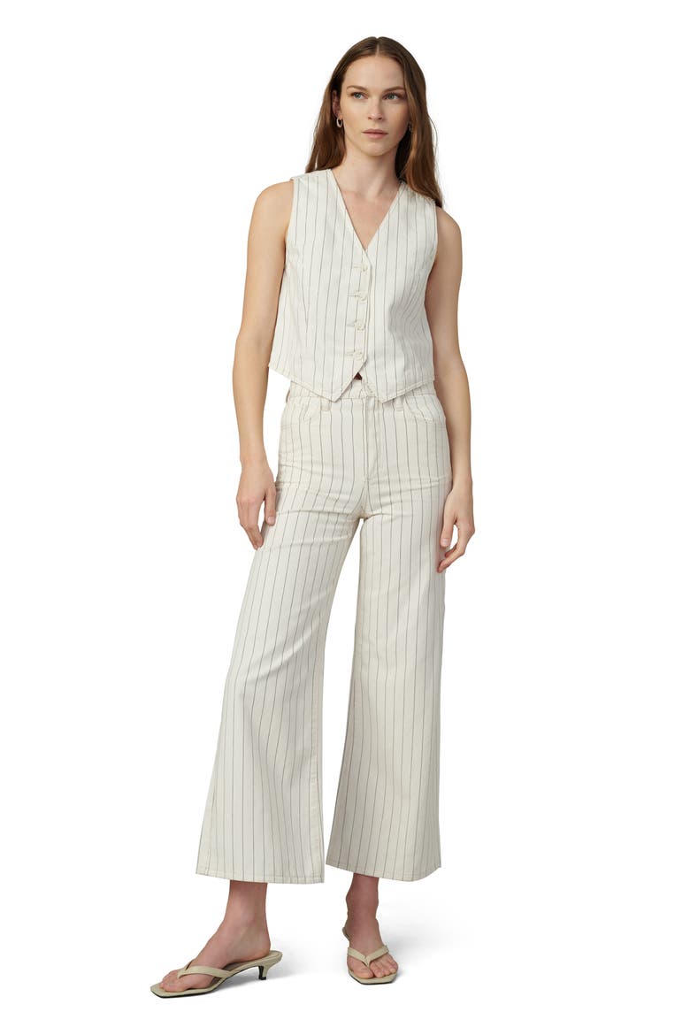 The Relaxed Stripe Stretch Cotton Crop Vest, Alternate, color, NATURAL STIPE