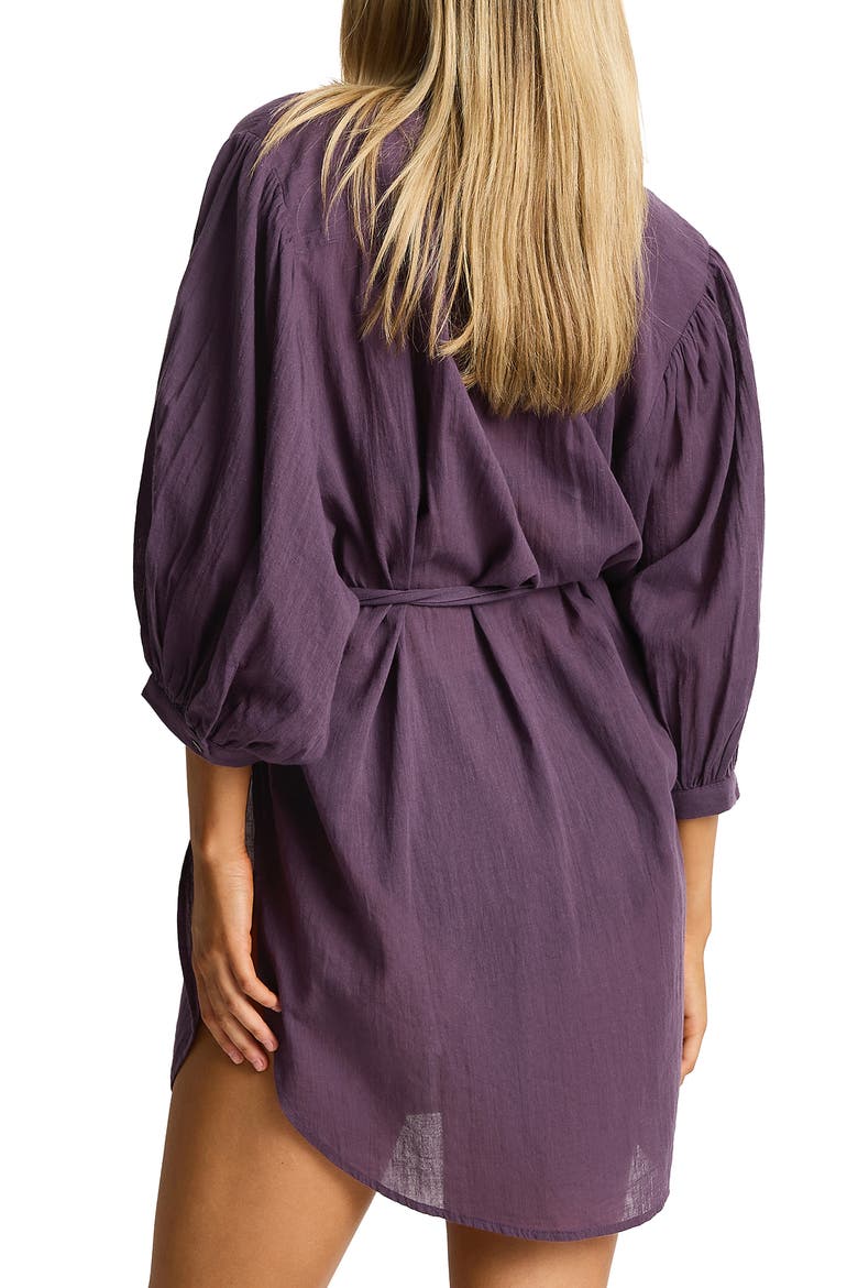 Boho Cover-Up Shirt, Alternate, color, BLACKBERRY