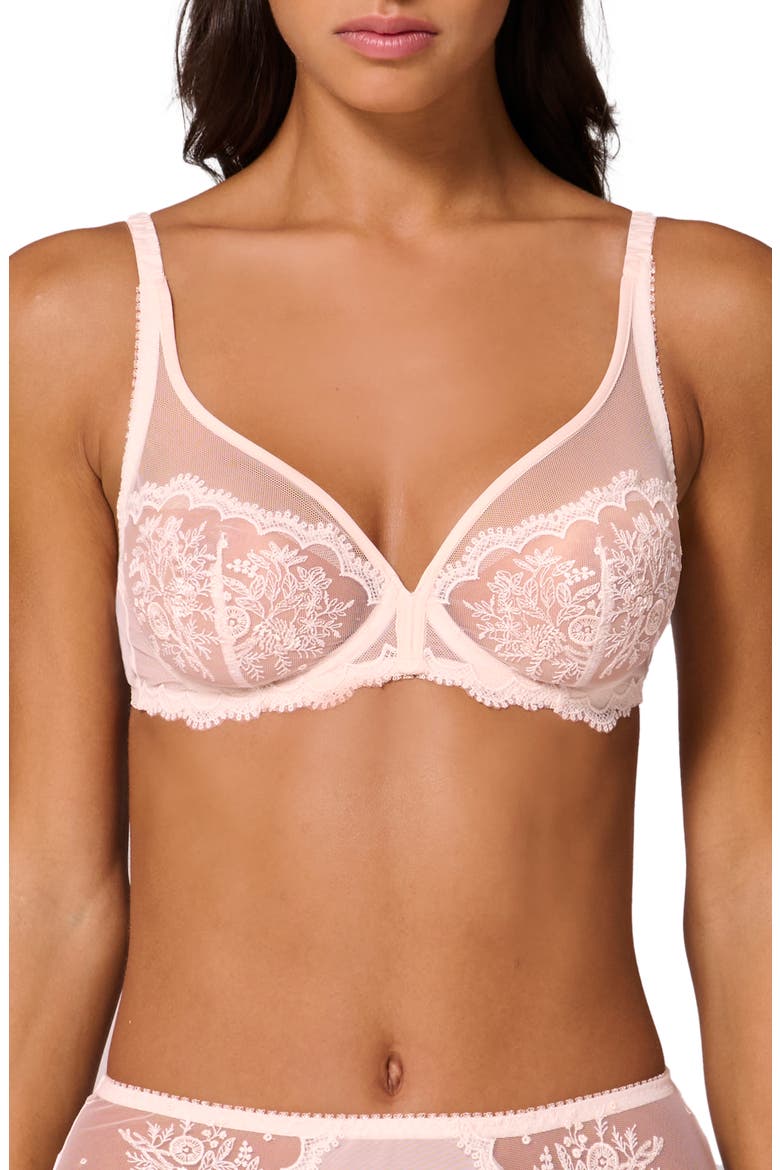 Intrigue Sheer Full Coverage Underwire Plunge Bra, Main, color, SAKURA PINK